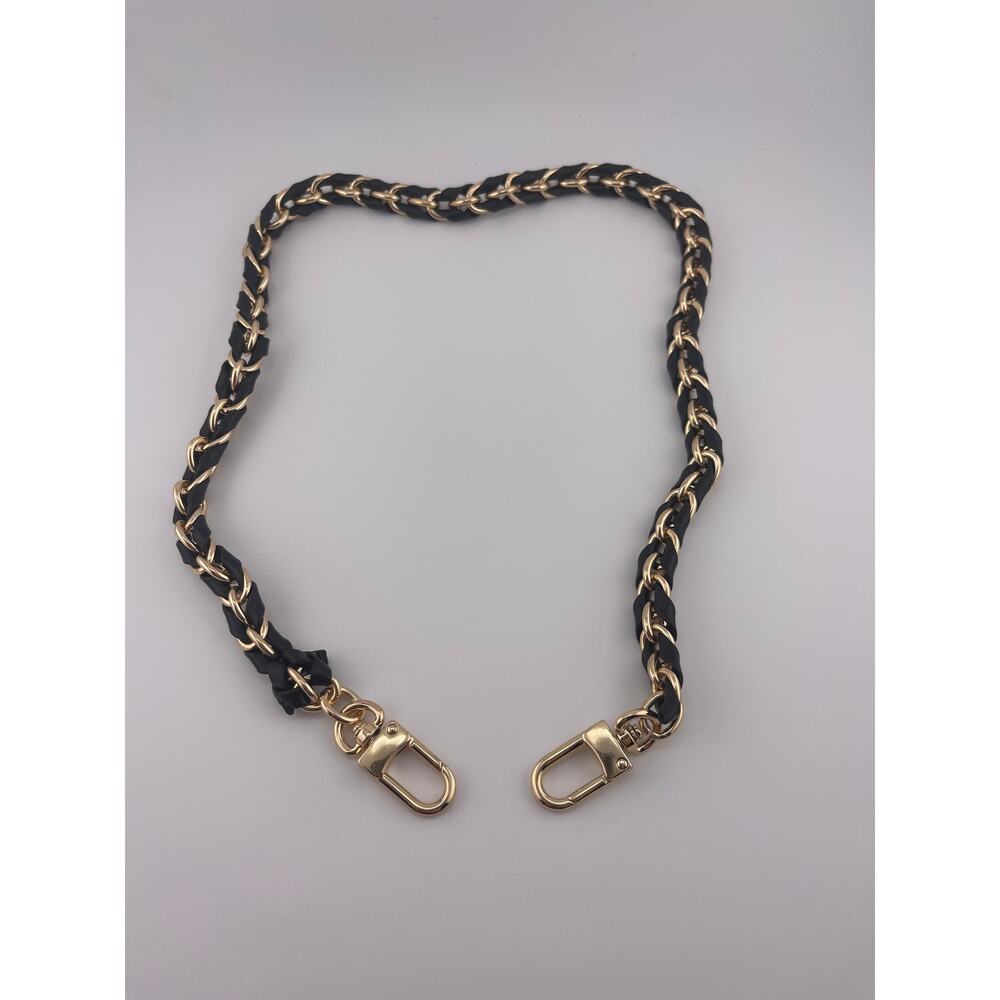 New Gold Tone Woven Black Purse Strap 23 inch Swivel Lobster‎ Clasp - Picture 5 of 6